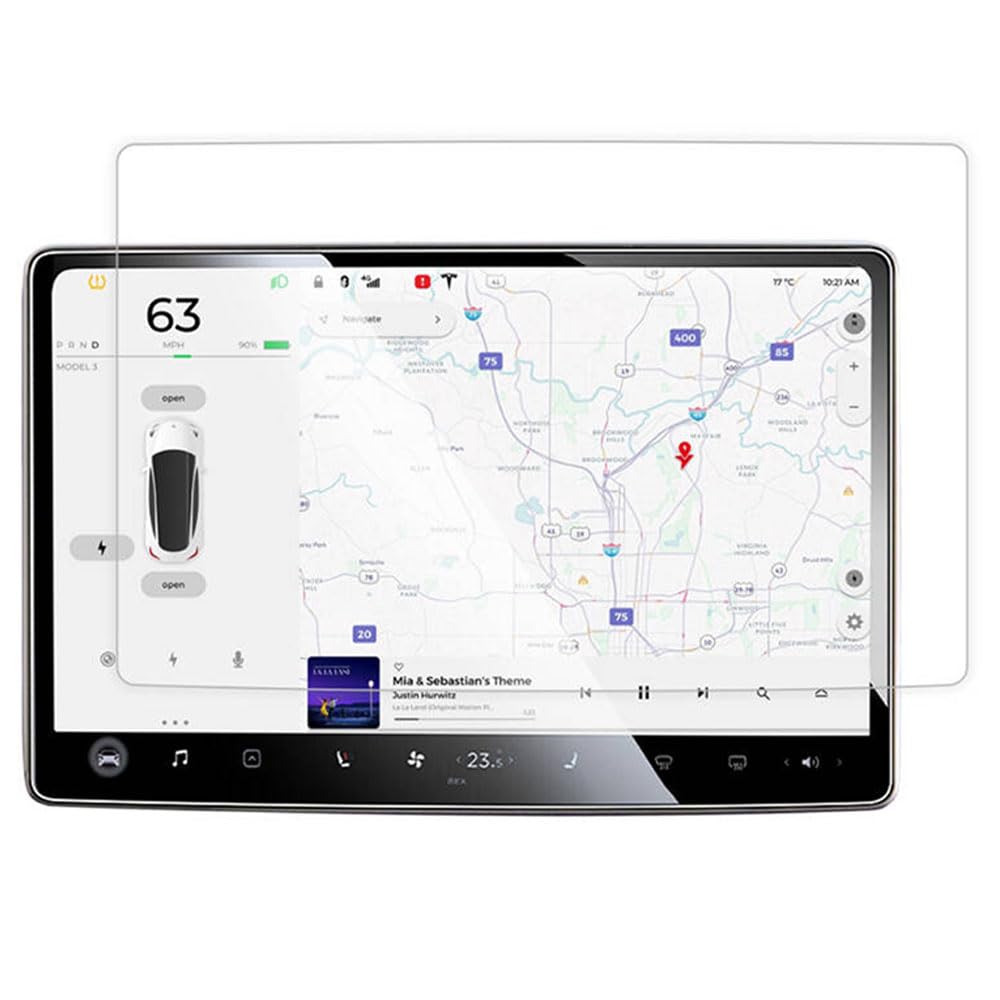 Coverzone Tesla Model Y İle Uyumlu Yüksek Kalite Araç Multimedya Temperli Cam Ekran Koruyucu T esla için Oto Aksesuar Tesla için Multimedya Cam Temperli Ekran Koruyucu Security