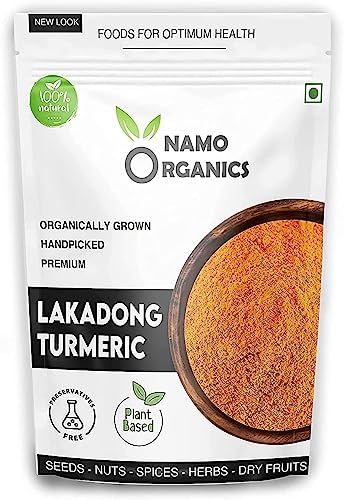 NACHT Namo Organics - Polvo de cúrcuma Lakadong de granjas orgánicas en Meghalaya - 500 g - Alta curcumina (8-10%) - Palabras Best Haldi (Curcuma Longa) (500 g)