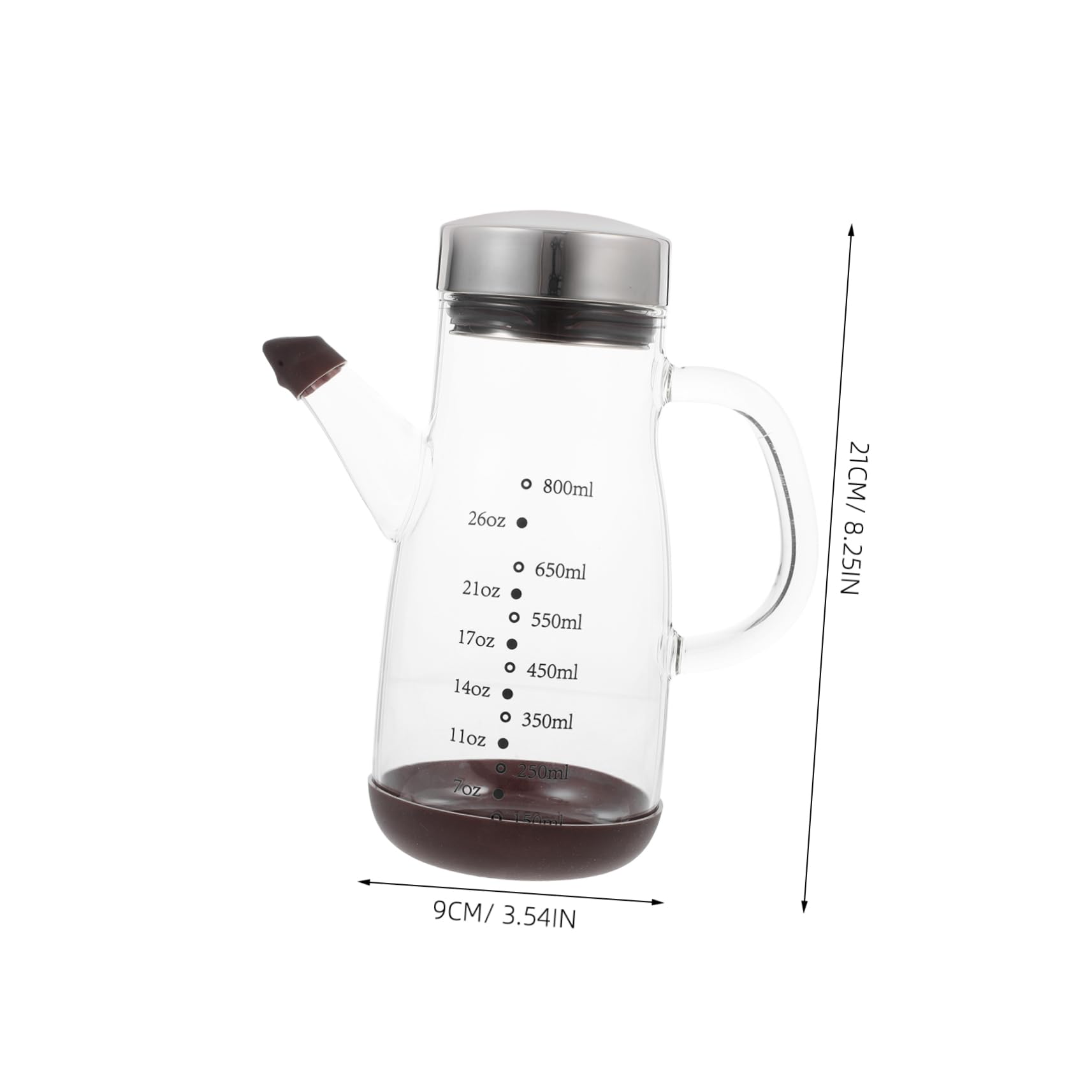 Ölspenderflasche mit Messmarkierung aus Edelstahl und Glas
