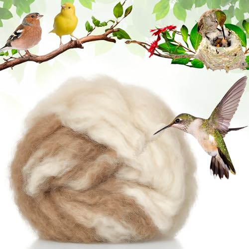 Image of Hummingbird Nesters Bird Nesting Material Holder for Wild Birds Humming Bird House Materials Gifts for Bird Watching Nature Lovers Refillable Outdoor Bird Station (Wool Nesting Material)