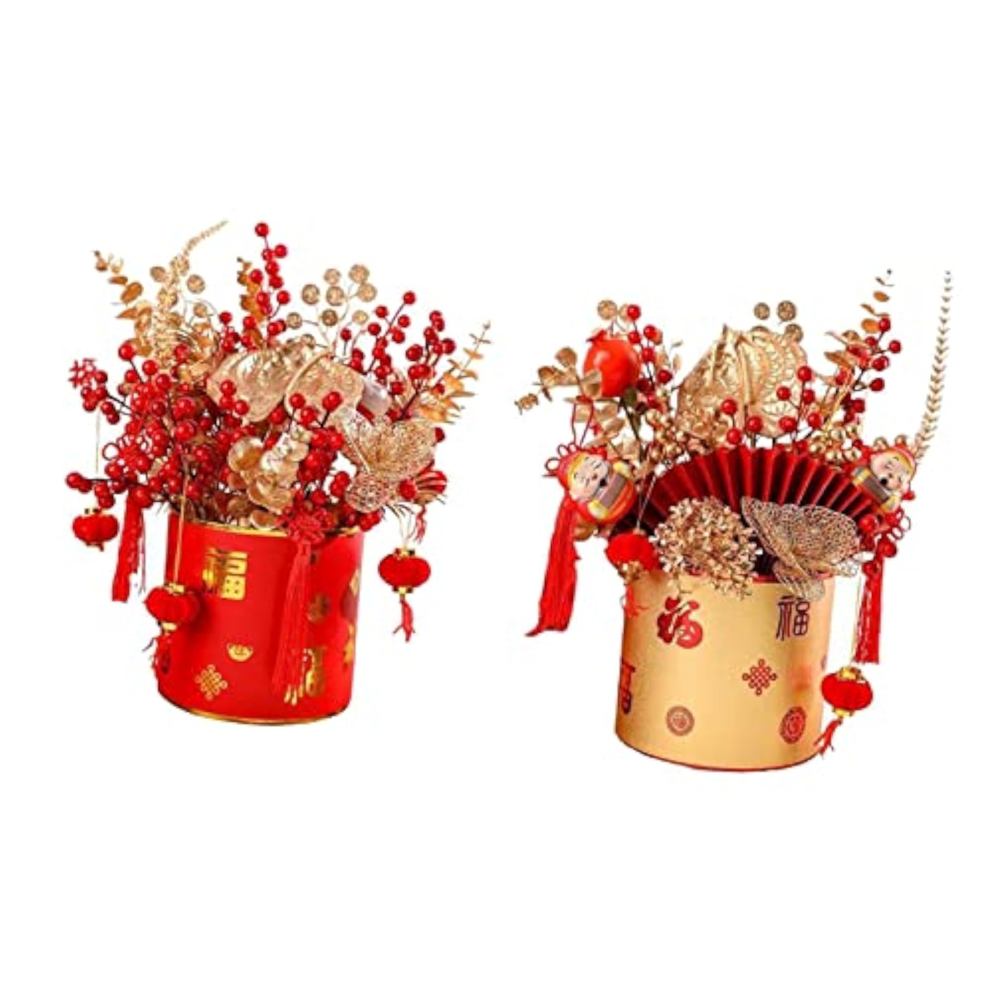 Simulation Red Berries Flowerpot Feng Shui Decoration