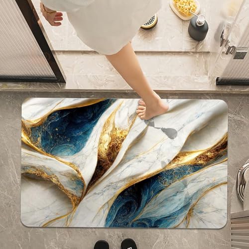 Image of FIGMENT 3D Anti-Slip Water Absorbent Bathroom Mat | Quick Dry Rectangular Bath Mat for Home, Kitchen Doorway, Office & Entryway Use | Soft, Odour-Free & Easy Clean Floor Mat (60x40 cm)
