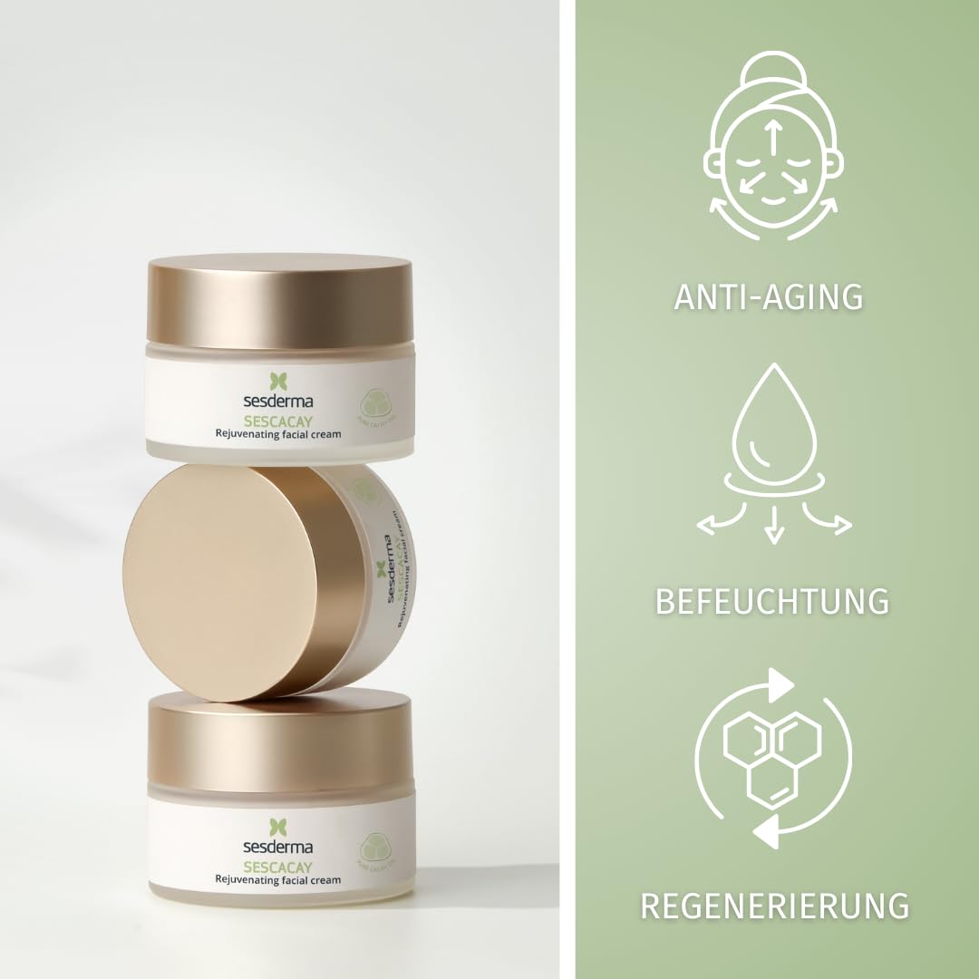 Sesderma SESCACAY Verjüngende Gesichtscreme mit Cacay-Öl & HPR 50 ml - Anti-Aging Pflege für trockene & Mischhaut, gegen Falten, Straffend, Beruhigend, mit Peptiden & EGF