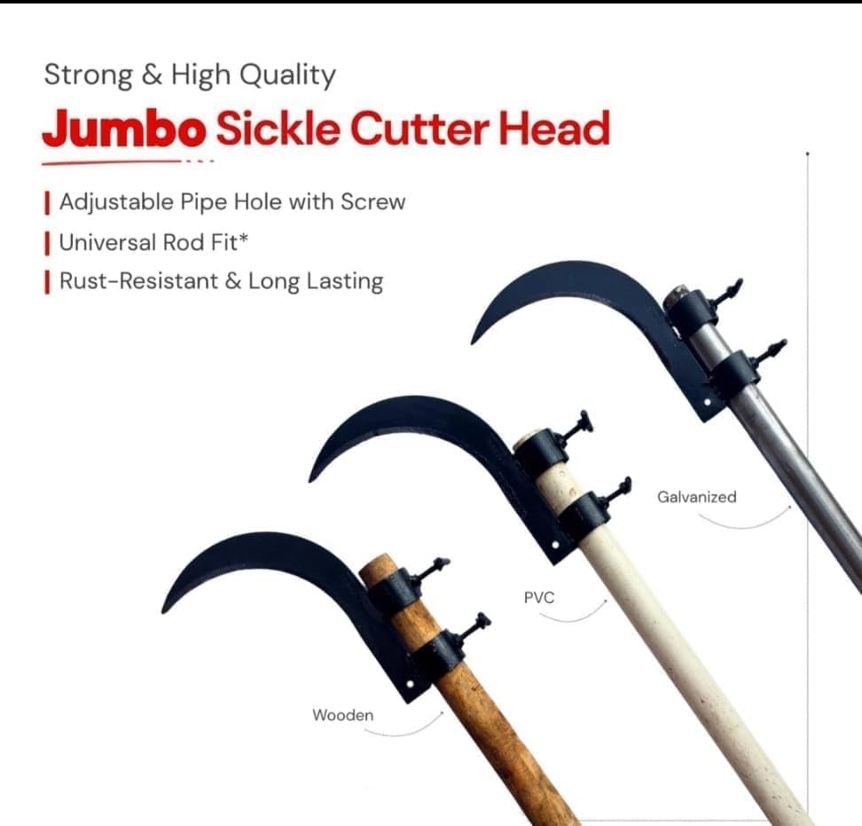 Image of Grass Sickle Cutter Head, Manganese Steel Sharp Curved Blade for Grass, Weeds, Harvesting and Gardening, Hand Sickle Cutter, Durable Manual Farming Tool for Cutting and Trimming Plants