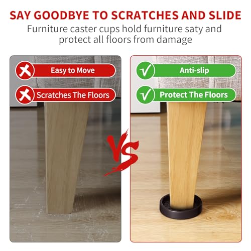 Image of Ezprotekt Non Slip Furniture Pads, 12 Pcs 2 inch Anti Slip Rubber Caster Cups, Anti Skid Furniture Coasters for Hardwood Floors, No Slide Furniture Gripper, Furniture Stoppers to Prevent Sliding (Brown)