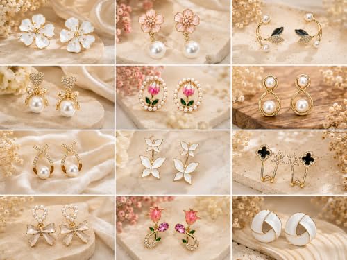 Image of Shining Diva Fashion 12 Pairs Set Earrings for Women Girls with Stylish Organizer Box | Valentine Birthday Rakshabandhan Gifts for Girls Girlfriend Wife Sister