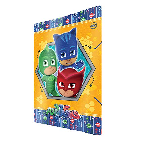 Pasta Oficio Pj Masks em Polipropileno Aba Elástica, Lombo sem Lombo, DAC, Pasta Oficio Pj Masks em