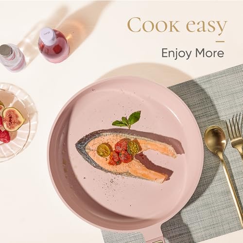 Image of CAROTE Ceramic Cookware Set Nonstick, 14pcs Pots and Pans Set Nonstick, Non-Toxic & PFAS-Free, Dishwasher, RV /Camping Cookware Set, Cooking Pots with Lids, Pink Blush
