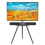 ECOTINY Easel Tripod TV Stand for 43-65 Inch, Portable, Swivel & Height Adjustable Floor Stand with Wooden Tray, Supports Up to 35kg, Ideal for Bedroom, Living Room, Black (BLACK)
