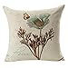 Gspirit 4 Pack Retro Flor Algodón Lino Throw Pillow Case Funda de...