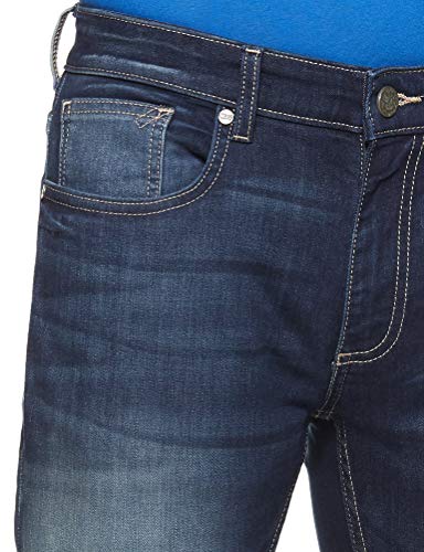 Image of Amazon Brand - Inkast Denim Co. Men's Slim Straight Fit Stretchable Jeans (IN-SS-120 DARK BLUE 36)