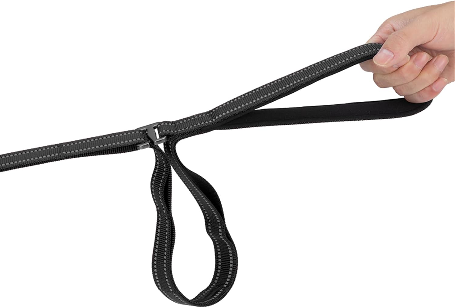EXCELLENT ELITE SPANKER Double Layer Reflective Nylon Dog Leash Padded Handle 5 FT Nylon Dogs Leashes for Walking Training Lead for Medium & Large Dogs(Black)