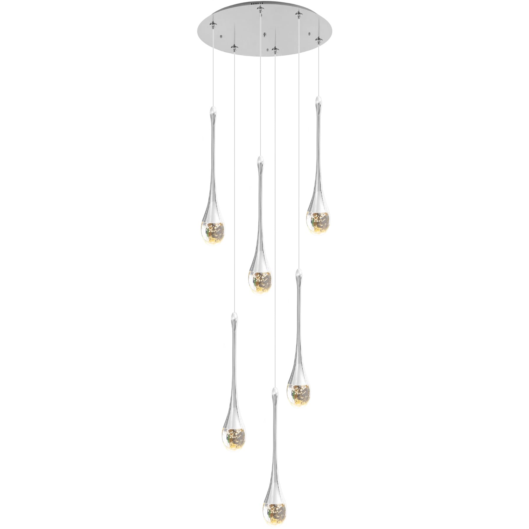 LYMSXAZOU LED Crystal Chandelier - Dimmable, Remote Control, Color Adjustable Pendant Light for Living Room, Foyer, Entryway, Staircase, Elegant Lighting Fixture