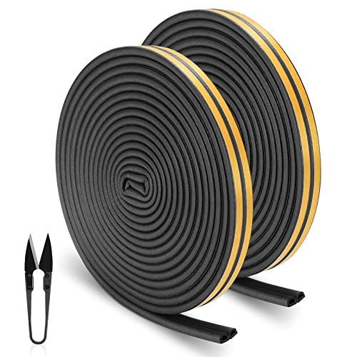 RATEL Tira de Sellado Junta de 24m/ 78.7ft, Goma burlete para Puerta Ventana Antigolpes Resistente al Agua Autoadhesiva con 1 tijera para bloquear grietas y huecos (Negro)