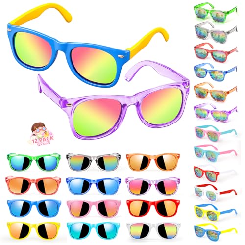 Lifree Kids Sunglasses Bulk Party Favors - 12 Pack - Boys Girls Sunglasses for Kids Age 3-8 with UV400 Protection for Kid Pool Birthday