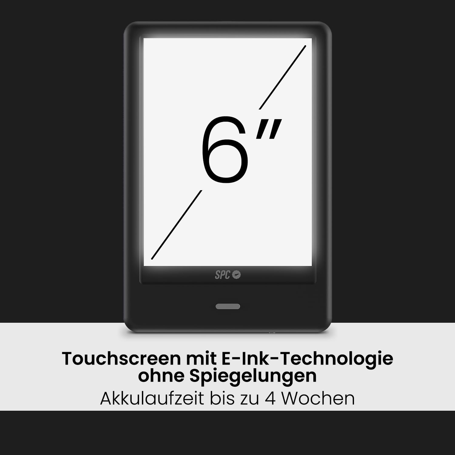SPC Dickens Light 2 Pro + Schutzhülle | eBook 6 Zoll E-Ink Touchscreen, Einstellbare Helligkeit und Farbtemperatur, 8GB-Speicher, 1 Monat Akkulaufzeit, Leicht und schlank - Schwarz