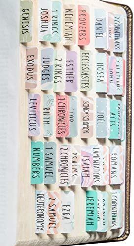 DiverseBee Laminated Bible Tabs (Large Print, Easy to Read), Personalized Bible Journaling Tabs, 66 Book Tabs and 18 Blank Tabs - Uniform Theme