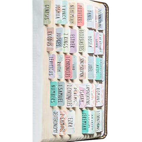 DiverseBee Laminated Bible Tabs (Large Print, Easy to Read), Personalized Bible Journaling Tabs, 66 Book Tabs and 18 Blank Tabs - Uniform Theme Cover