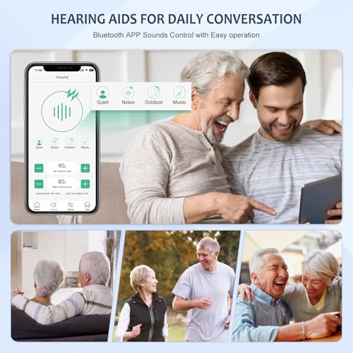 Bluetooth Hearing Aids for Seniors Severe Hearing Loss with Smart APP Control,Earrck Hearing Aid with Noise Cancelling Adjustable Frequency (Beige) - Thumbnail 4