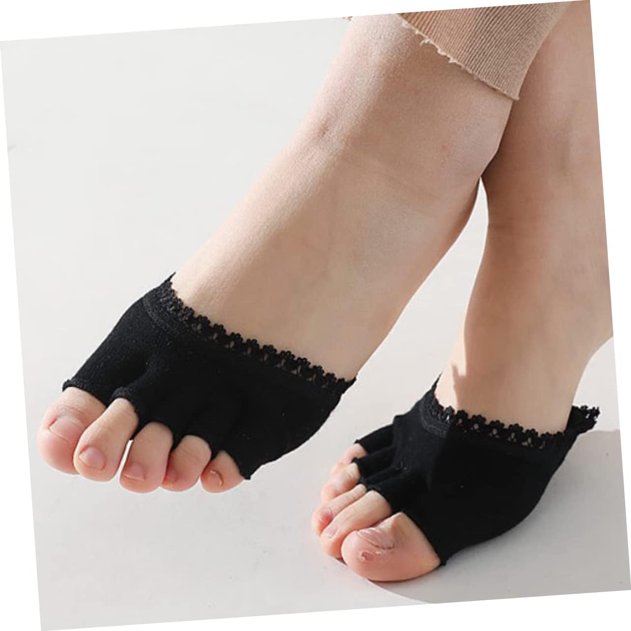 GALPADA 6pairs Lace Five-finger Socks for Women Comfortable Invisible Forefoot Half Palm Design for High Heels Open Toe Full Toe