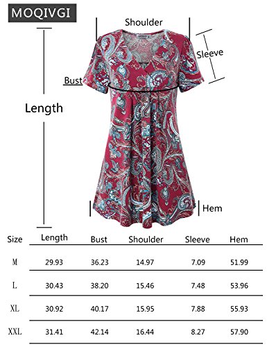 Moqivgi Floral Shirts For Women, Ladies Unique Designer Draped Blouse Beautiful Short Sleeve Vneck Stretchy Business Tops Modern Bohemian Slim Fit Hipster Tunic Multicoloured Black Large #TOP4