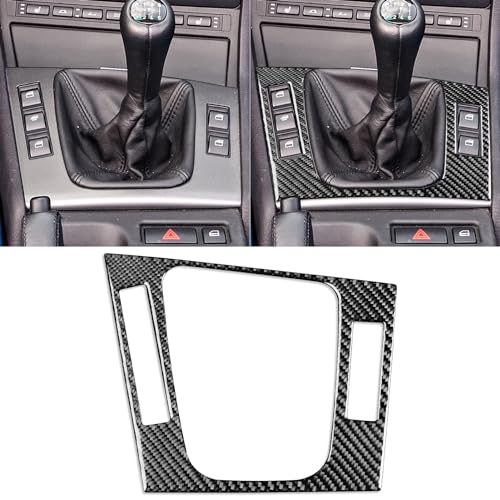Generic Real Carbon Fiber Center Console Gear Shift Trim Panel Sticker Accessories Compatible with BMW E46 3 Series 1998 1999 2000 2001 2002 2003 2004 2005 Black, BM8512