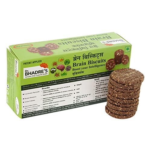 Image of DR. BHADRE'S Brain Biscuits Combo Biscuits 300 gm Child Intelligence & Memory Power with Mix of Sankhapuspi Brahmi Vekhand Almond Walnut Salsa Accents | No Maida Chemical Free { Pack of 2 ,150 gm X 2 }