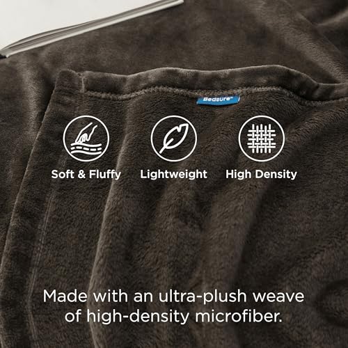 Image of Bedsure GentleSoft Fleece Throw Blanket Brown - 300GSM Blankets for Couch, Sofa, Bed, Soft Lightweight Plush Cozy Throws for Toddlers, 50x60 inches