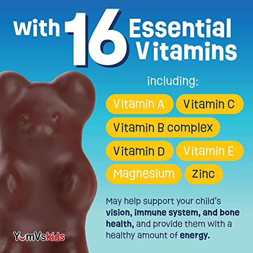 Yum-Vs - Kids Multivitamin Chewable Chocolate Bears - Multivitamin For Kids Supplement - 16 Vitamins & Minerals - Kids Vitamins Including D, Zinc, C, B Complex & More, Multi Vitamins For Kids 60 Count #TOP2
