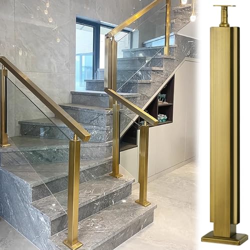 Poteau de garde-corps en verre inox doré 130cm - Poteau du milieu pour balustrade de terrasse