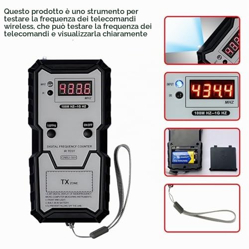 Tester di Frequenza per Chiavi Remote 100M HZ a 1G HZ - Infrarossi, Portachiavi Con Display Digitale Ad Alta Precisione