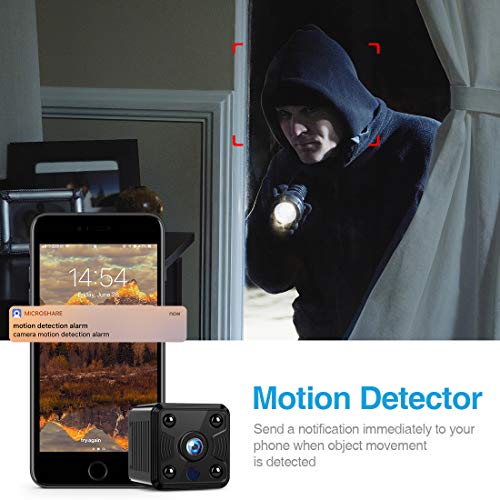 FREDI Hidden Spy Camera, 1080P HD Mini Wireless WiFi Small Nanny Cam with Night Vision, Motion Detection, Loop Recording, Flexible Magnetic Bracket for Home and Office - Work with iOS Android PC - Thumbnail 3