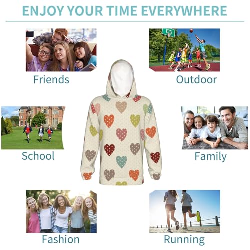 Heart Polka Dot Kid Hoodies Boys Sweatshirts Girls Pullover with Pocket 6