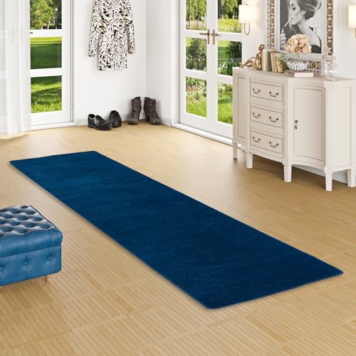 Snapstyle Trend Velours Läufer Teppich Joy Dunkelblau in 9 Größen