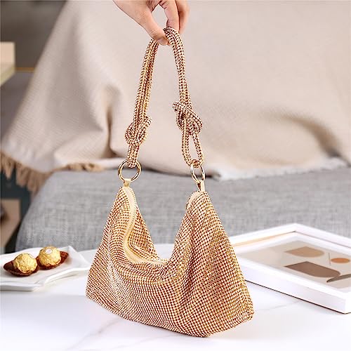 Image of Rhinestone Purse for Women Evening Clutch Hobo Sparkly Silver Handbags Glitter Bag for Wedding Prom and Party