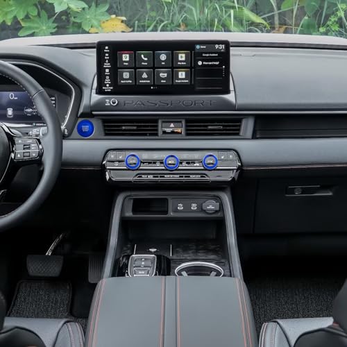 Image of for Honda 2026 Passport /2026 Pilot Interior Accessories, Aluminum Alloy one-Button Start Cover /Ring, air Conditioning knob, 5-piece Set (Blue)