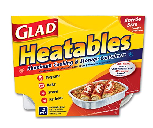 Glad Heatables with Lids, Reusable Aluminum Cooking & Storage Containers, Conventional & Microwave