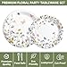 Audree 96 Pcs Wildflower Party Supplies, 24 set Disposable Paper Plates and Napkins for Party Baby Shower, Wedding, Birthday, Perfect for Guests Set Dinner and Dessert Plates, Napkins, Plastic Forks