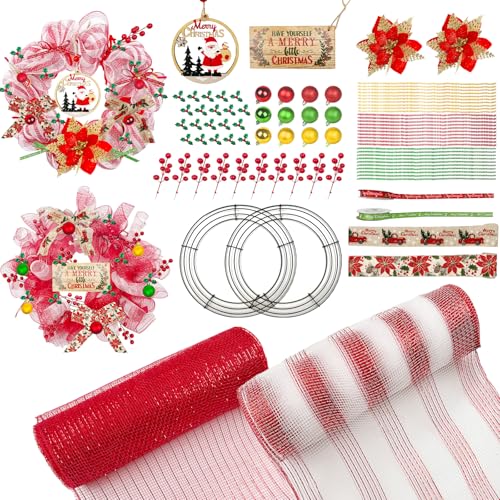 Daily Treasures DIY Mesh Craft Kit - Wreath Frame, Poinsettia,
