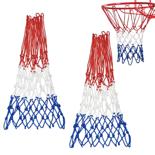 HAPZUR Rete da Basket 2 Pezzi, Professionale per Canestro Esterno & Interno, Anti-Strappo, Resistente Intemperie, 12 Anelli Ricambio Anti-Frusta