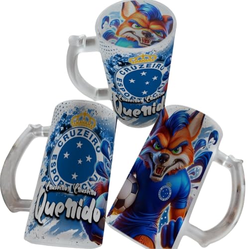 Caneca De Chopp De Vidro 475ml Personalizada Com Seu Time (Cruzeiro)