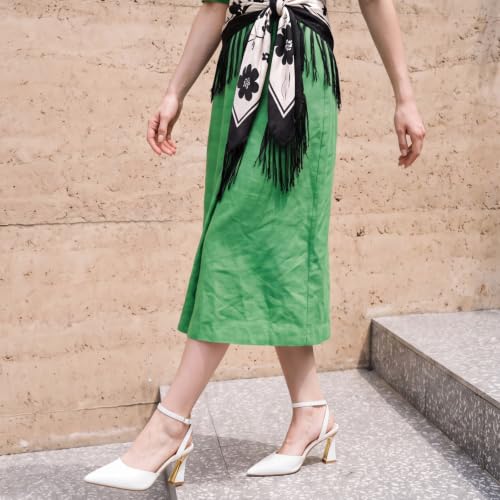 Image of RIBONGZ Comfortable Kitten Heels for Women Pointed Closed Toe Ankle Strap Buckle Heels Slip on Low Heel Church Pumps Wedding Bridal Party Dressy Shoes