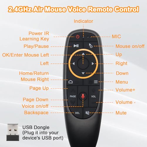 Image of G10S Air Mouse Remote Control, 4-in-1 PC Remote Control with Voice Search, 2.4GHz Bluetooth, 6 Axis Gyroscope, USB, for Android TV Box, Smart TV, Windows PC, HTPC, Laptop