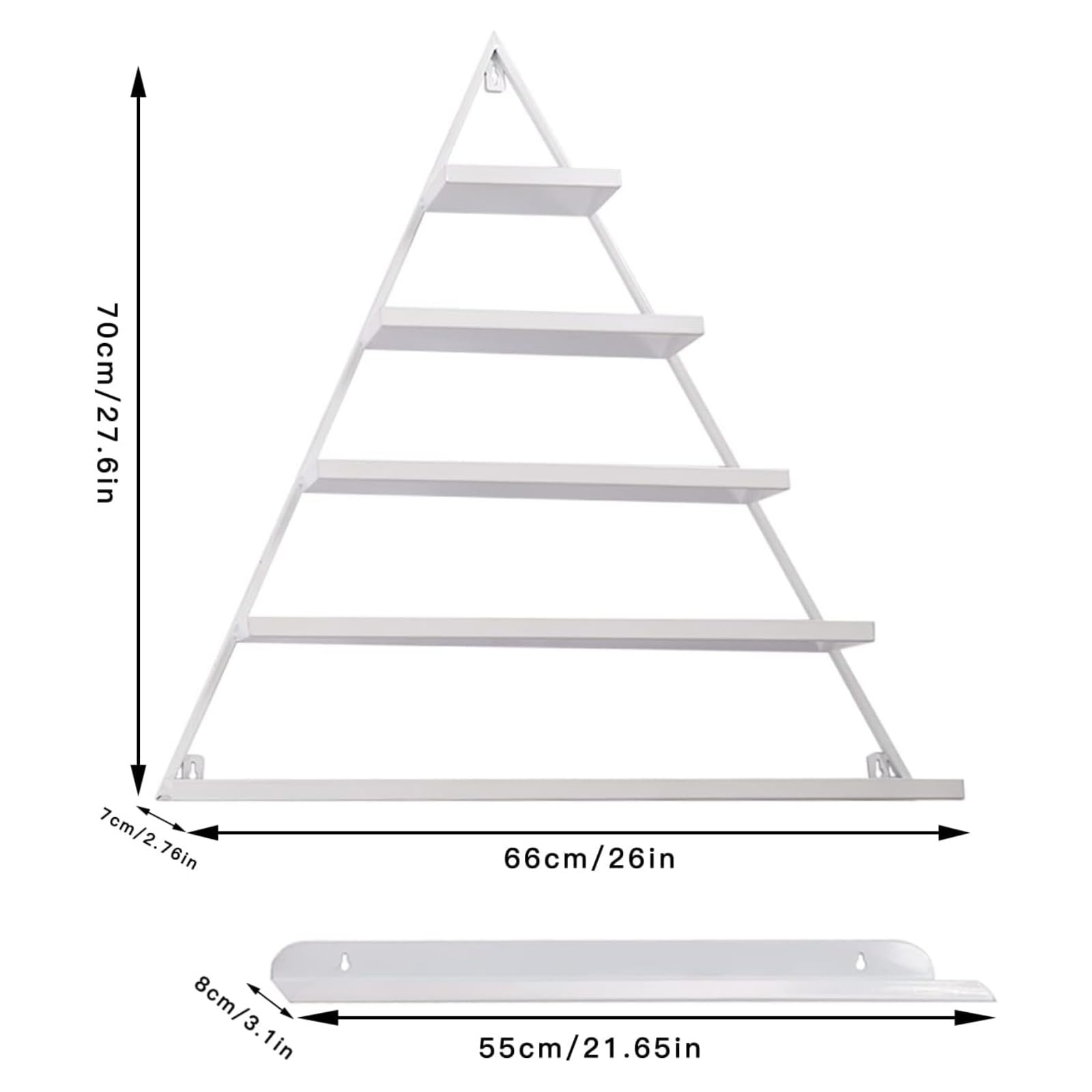 Expositor de esmaltes de uñas de 5 Niveles, de Metal, para Pared, con estantes Triangulares flotantes, Ideal para Salones de uñas, Tiendas y hogares (1 Unidad, Color Liso, Paquete de 1)