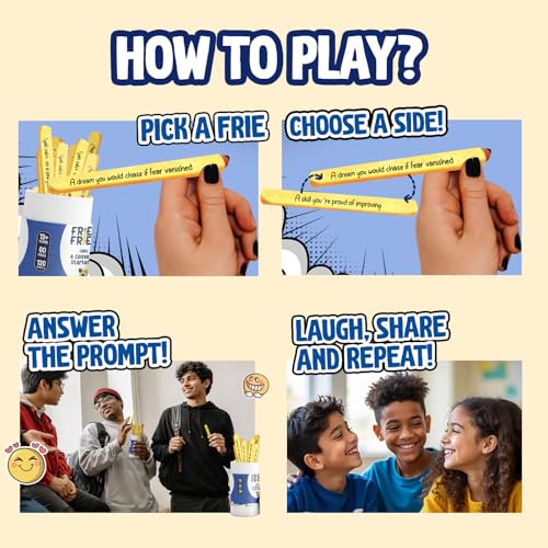 Image of Popcorn Stick Game for Kids, Teens, and Adults, Fun Questions & Conversation Starter Party Games, Fries with Friends (Chill Talks) 120 Double-Sided Ice Breaker Sticks Play for Age 13+