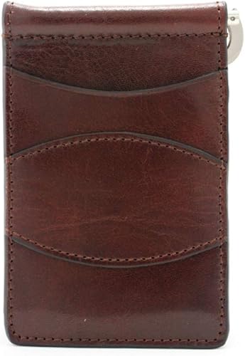 Miniatura 4 de Storus Cartera de afeitar, cartera delgada de cuero italiano con abrazadera de metal para efectivo + placa de grabado