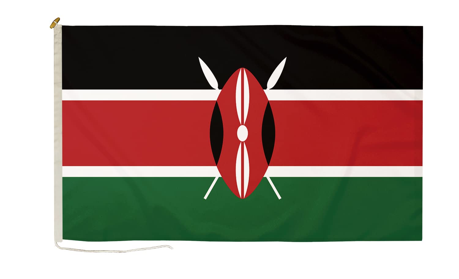 DuraFlag Kenya Small Courtesy 20x12" Rope and Toggled Premium Quality 50x30cm Flag โ image 1