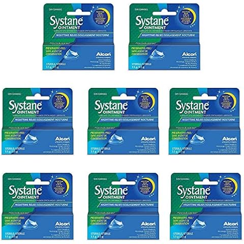 Systane Nighttime Lubricant Eye Ointment 3.50 g (8 Pack) Lubricates and Comforts Dry Eyes Preservative-Free Rich Ointment for Nighttime Relief Cover