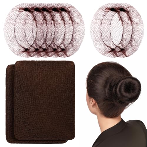 LEOBRO Brown Hair Nets, 60 pcs Hair Nets for Food Service Workers, Invisible Nylon Hair Net for Women and Men, Kitchen Hairnets for Foodservice, Hair Net for Buns, 24 inches