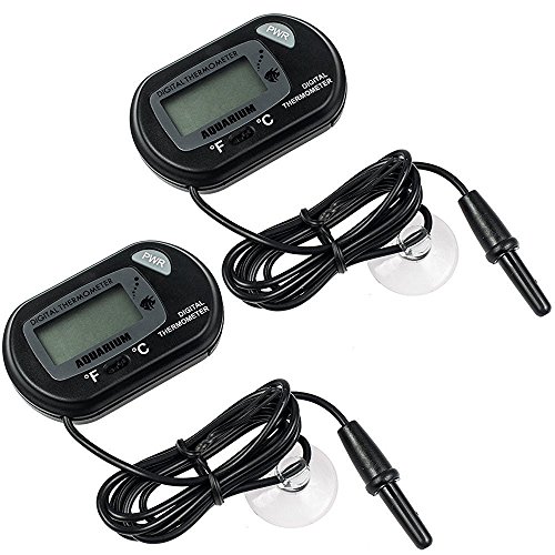 2Pcs Thermomètre Aquarium - Digital LCD Thermometre avec Ventouse et Sonde à Immersion, Convient pour Terrarium et Boîtes à Reptiles